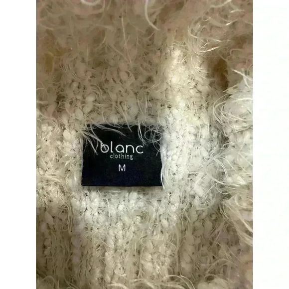 BLANC CLOTHING Turtle Neck Fuzzy Knit Sweater Sleeveless Open Side Size M - Picture 4 of 6